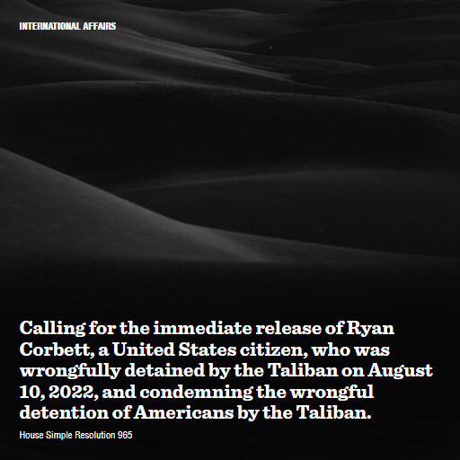 H.Res.965 118 Calling for the immediate release of Ryan Corbett a United States citizen who was wrongful